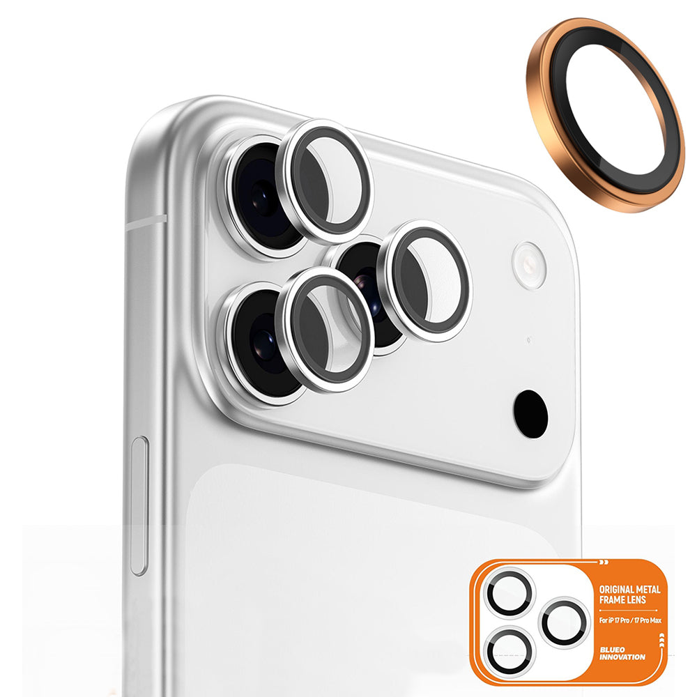 Beskyttelsesfolie for bakre kamera Blueo Metal Frame for Apple iPhone 17 Pro Max / 17 Pro, Herdet glass, Oransje