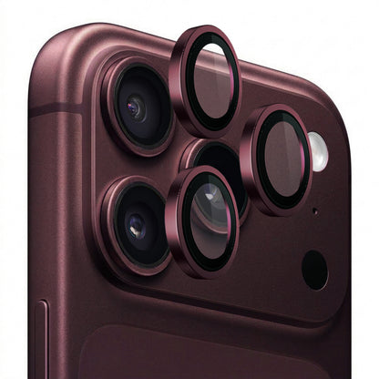 Blueo beskyttelsesglass til bakre kamera med metallramme for Apple iPhone 18 Pro / 18 Pro Max, herdet glass, burgunderrød