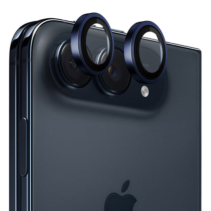 Blueo Metal Frame beskyttelsesglass til bakre kamera for Apple iPhone Duo, herdet glass, blå