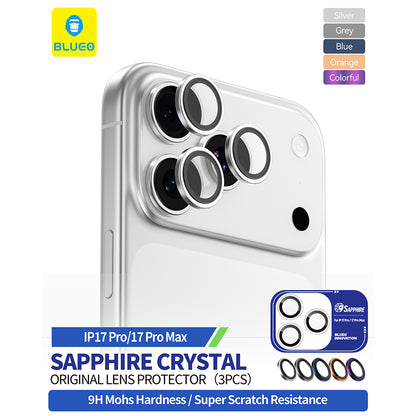 Beskyttelsesfilm for bakre kamera Blueo Sapphire Crystal for Apple iPhone 17 Pro Max / 17 Pro, Herdet glass, Blå