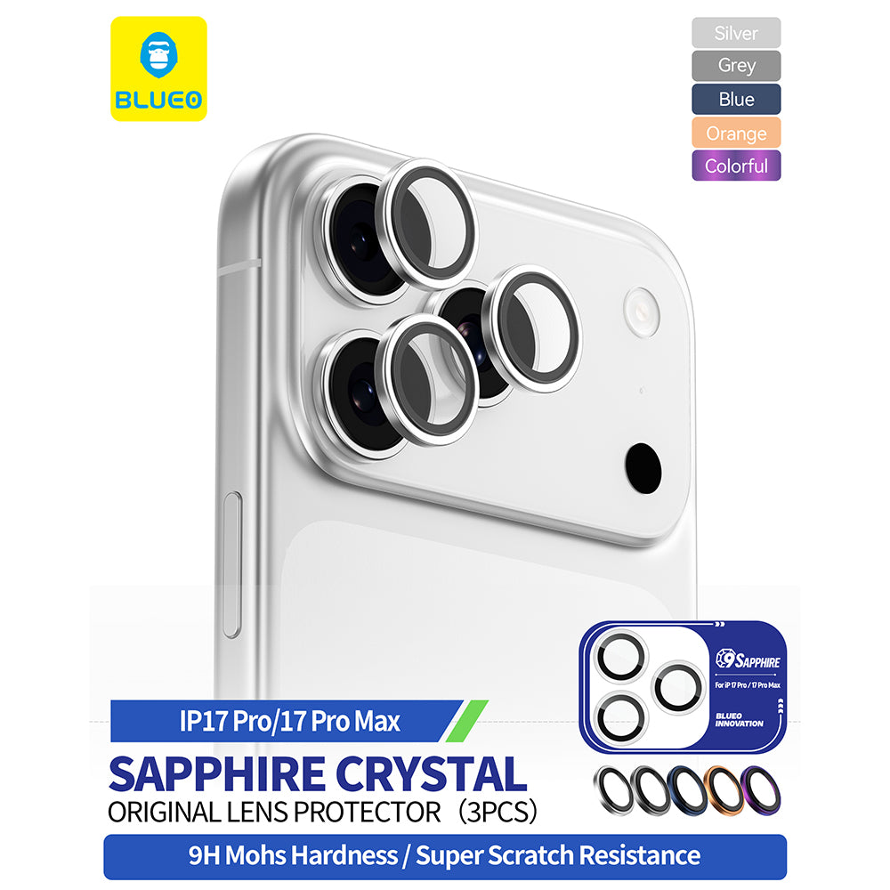 Beskyttelsesfilm for bakre kamera Blueo Sapphire Crystal for Apple iPhone 17 Pro Max / 17 Pro, Herdet glass, Oransje