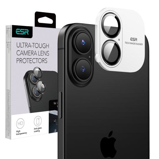 Bakre kamera beskyttelsesfilm ESR Armorite for Apple iPhone 17 / 16 Plus / 16, Herdet glass, Svart