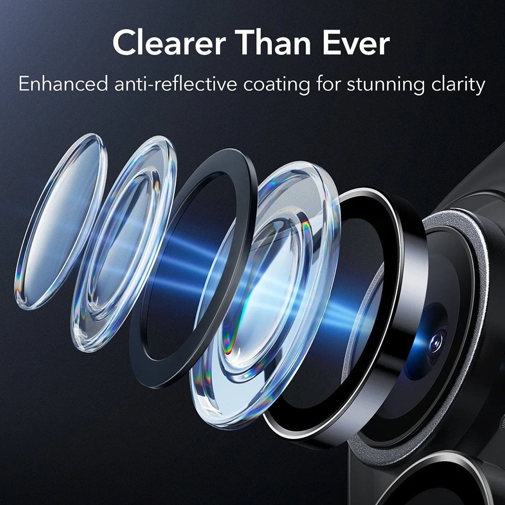 Bakre kamera beskyttelsesfilm ESR Armorite for Apple iPhone 17 / 16 Plus / 16, Herdet glass, Sett med 2 stykker, Svart
