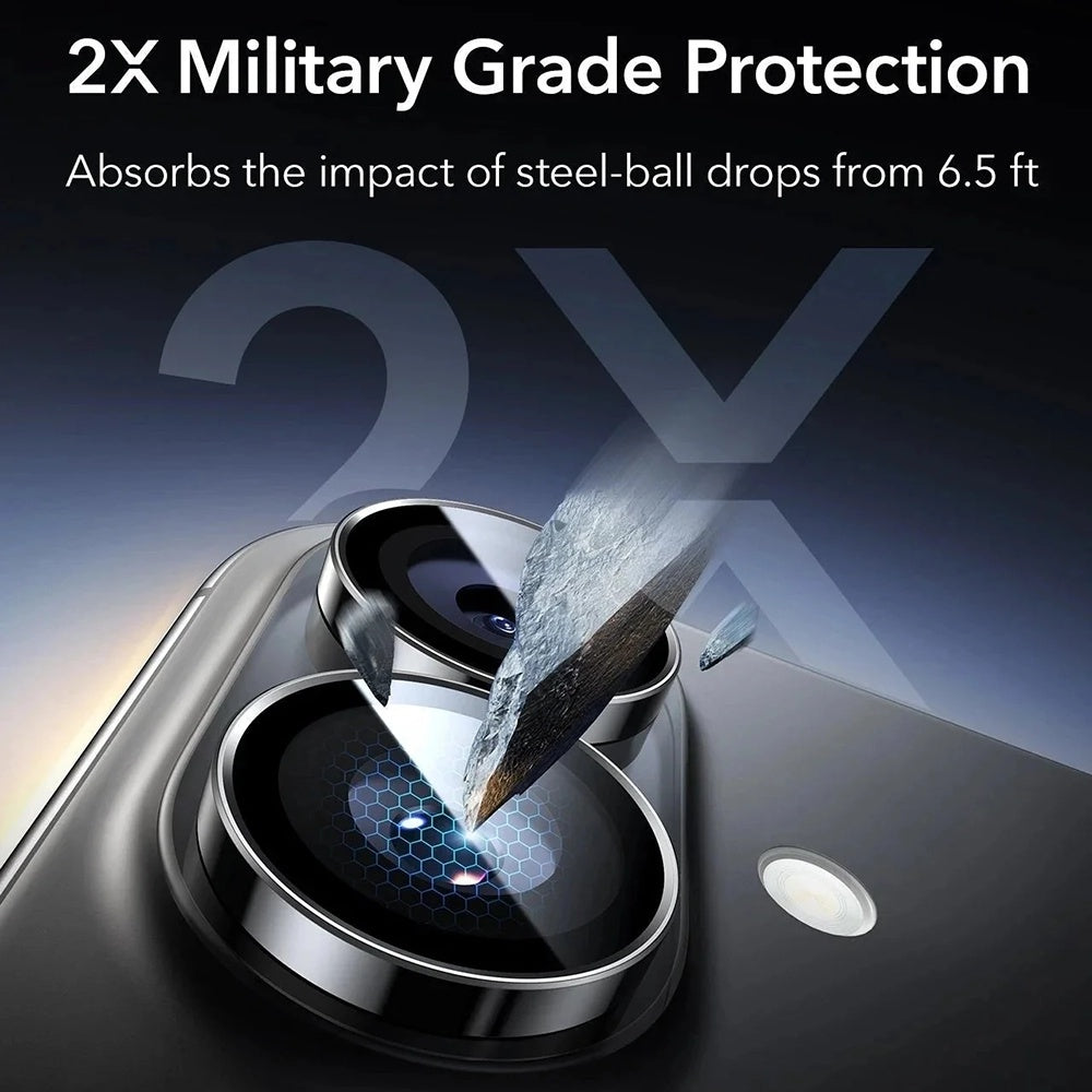Bakre kamera beskyttelsesfilm ESR Armorite for Apple iPhone 17 / 16 Plus / 16, Herdet glass, Sett med 2 stykker, Svart
