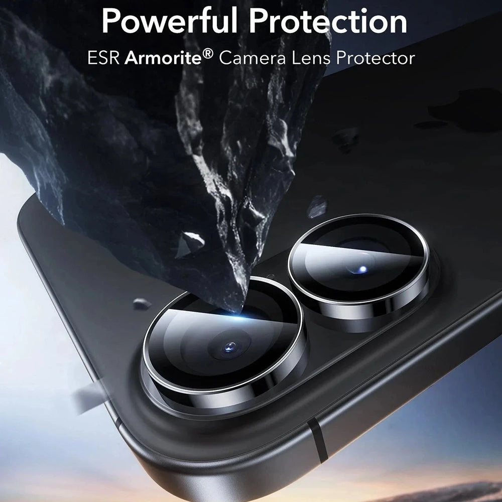Bakre kamera beskyttelsesfilm ESR Armorite for Apple iPhone 17 / 16 Plus / 16, Herdet glass, Sett med 2 stykker, Svart