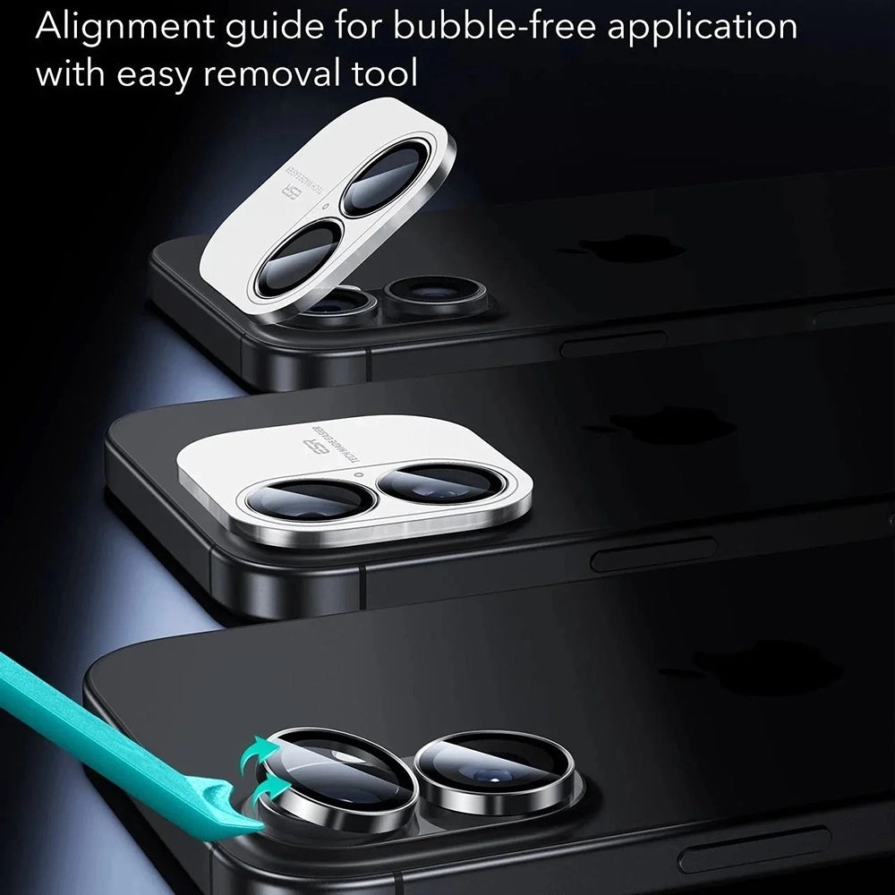 Bakre kamera beskyttelsesfilm ESR Armorite for Apple iPhone 17 / 16 Plus / 16, Herdet glass, Sett med 2 stykker, Svart