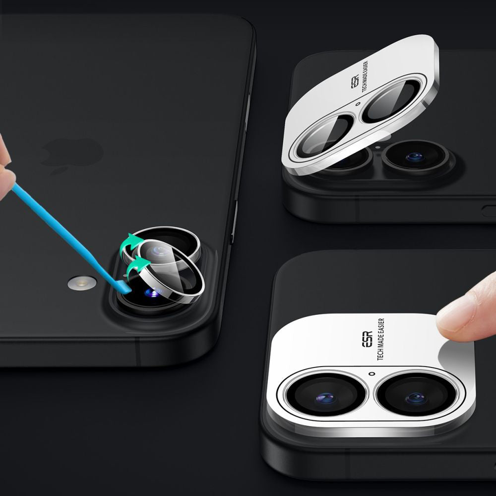 Bakre kamera beskyttelsesfilm ESR Armorite for Apple iPhone 17 / 16 Plus / 16, Herdet glass, Gjennomsiktig
