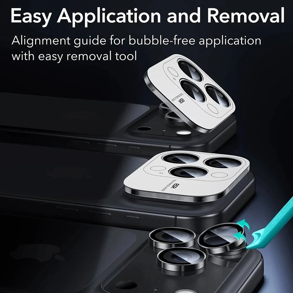Bakre kamerabeskyttelsesfolie ESR Armorite for Apple iPhone 17 Pro Max, Herdet glass, Sett med 2 stykker, Svart