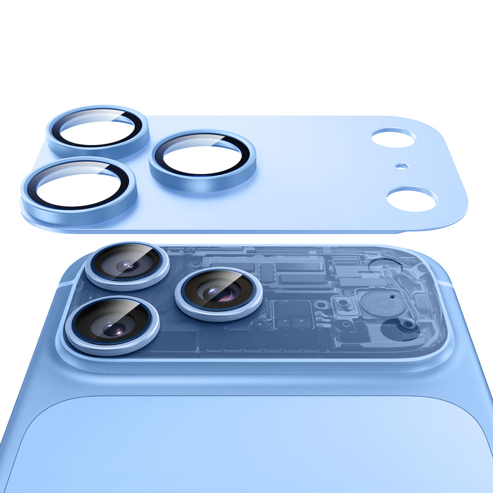 Bakre kameralinsebeskyttelse ESR Armorite Pro for Apple iPhone 18 Pro Max, Herdet glass, Blå