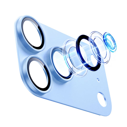 Bakre kameralinsebeskyttelse ESR Armorite Pro for Apple iPhone 18 Pro Max, Herdet glass, Blå