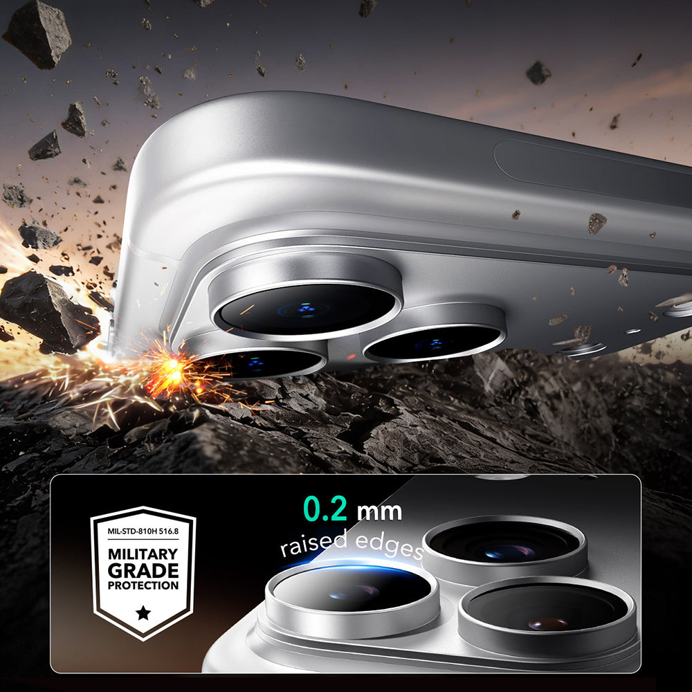 Bakre kameralinsebeskyttelse ESR Armorite Pro for Apple iPhone 18 Pro Max, Herdet glass, Sølv