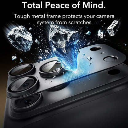 Bakre kameralinsebeskyttelse ESR Armorite Pro for Apple iPhone 18 Pro Max, Herdet glass, Svart