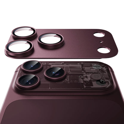 Bakre kameralinsebeskyttelse ESR Armorite Pro for Apple iPhone 18 Pro Max, Herdet glass, Mørk burgunder