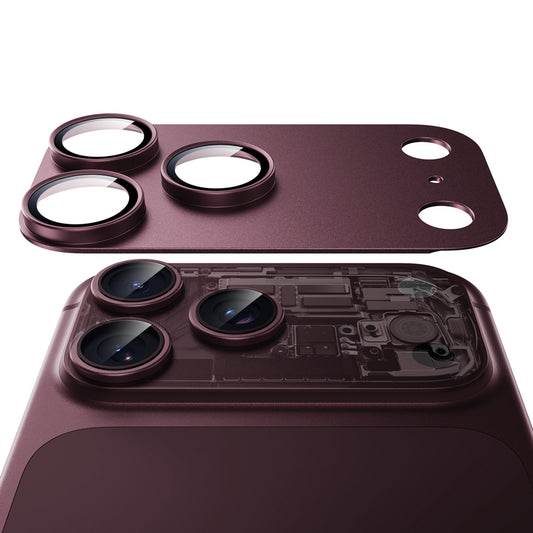 Bakre kameralinsebeskyttelse ESR Armorite Pro for Apple iPhone 18 Pro Max, Herdet glass, Mørk burgunder