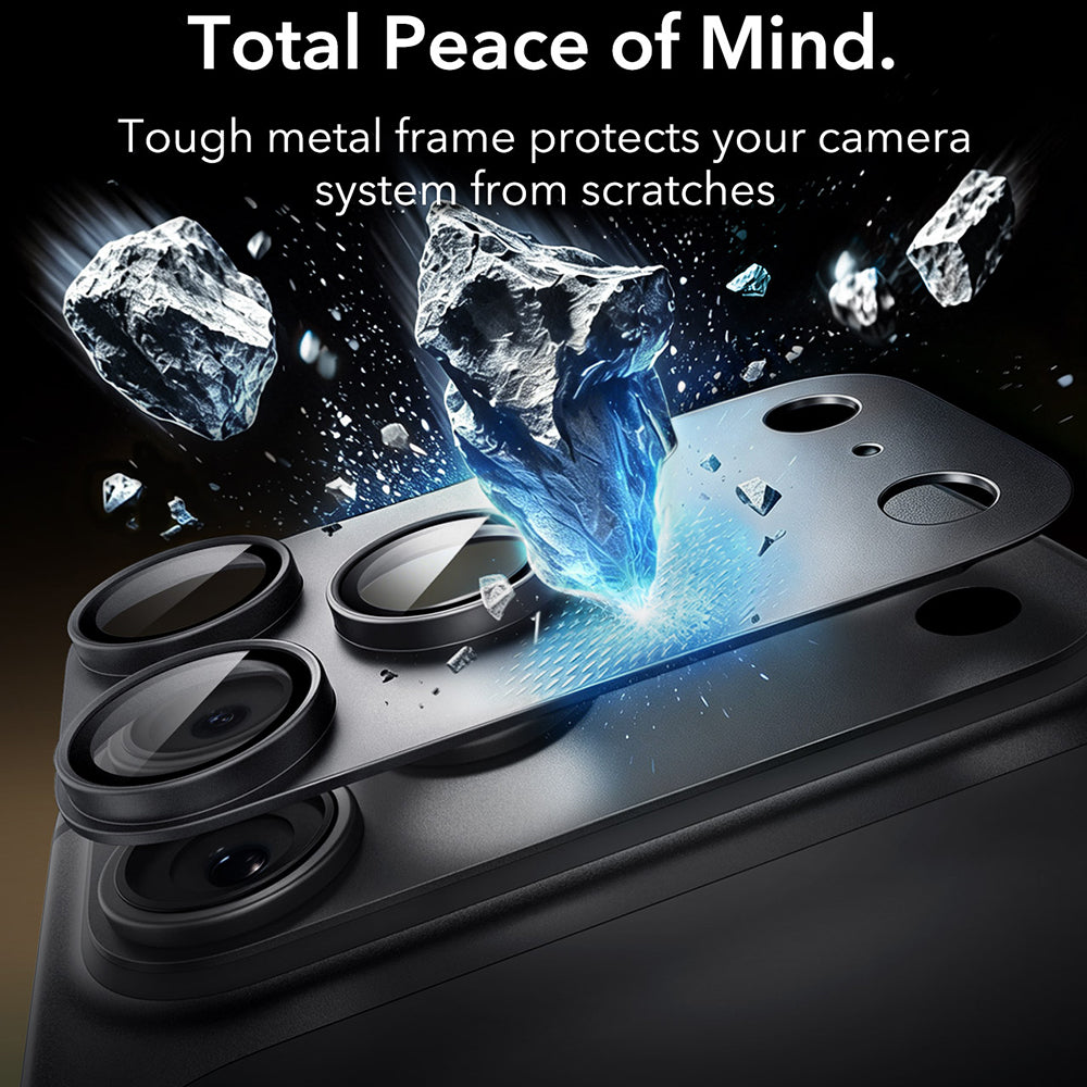Bakre kameralinsebeskyttelse ESR Armorite Pro for Apple iPhone 18 Pro, Herdet glass, Svart