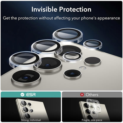 ESR bakkamera beskyttelsesfilm for Samsung Galaxy S24 Ultra S928, Herdet glass, Sett med 2 stk, Transparent