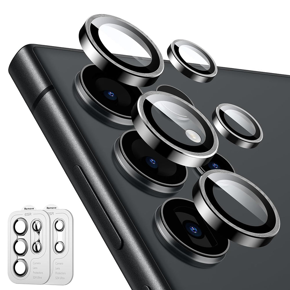 Bakre kamera beskyttelsesfilm ESR for Samsung Galaxy S24 Ultra S928, Herdet glass, Sett med 2 stykker, Svart