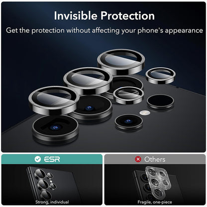 Bakre kamera beskyttelsesfilm ESR for Samsung Galaxy S24 Ultra S928, Herdet glass, Sett med 2 stykker, Svart