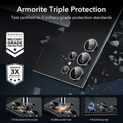 Bakre kamera beskyttelsesfilm ESR for Samsung Galaxy S24 Ultra S928, Herdet glass, Sett med 2 stykker, Svart