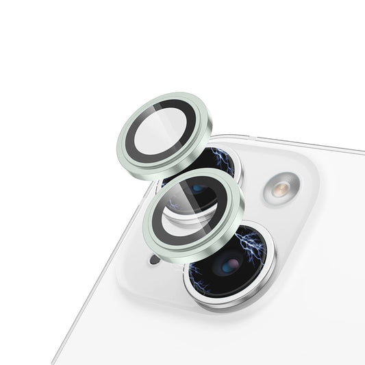 Bakre kameralinsebeskyttelse Lito S+ for Apple iPhone 15 Plus / 15, Herdet glass, Grønn