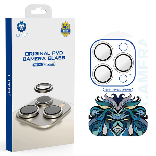 Beskyttelsesfolie Lito Titanium AR for bakre kamera til Apple iPhone 17 Pro Max / 17 Pro, Herdet glass, Sølv