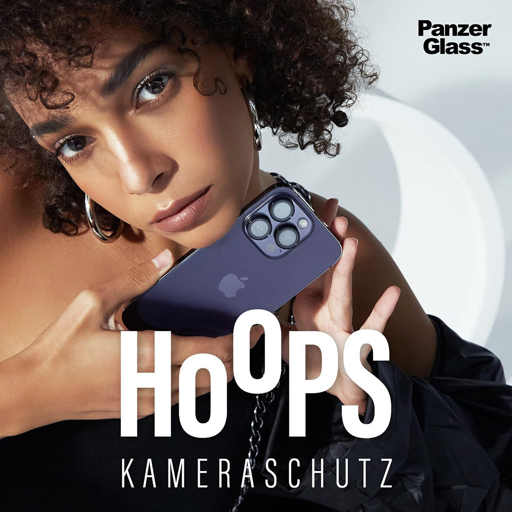 Bakre kamera beskyttelsesfilm PanzerGlass Hoops Glitter for Apple iPhone 17 Pro Max / 17 Pro / 16 Pro Max / 16 Pro, Herdet glass, Sølv