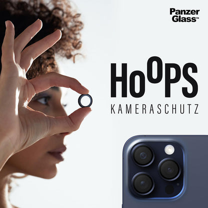 Bakre kamera beskyttelsesfilm PanzerGlass Hoops Glitter for Apple iPhone 17 Pro Max / 17 Pro / 16 Pro Max / 16 Pro, Herdet glass, Sølv