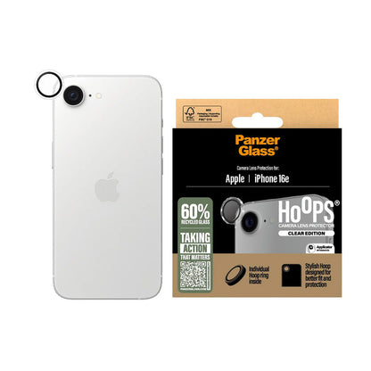 Bakre kamera beskyttelsesfilm PanzerGlass Hoops for Apple iPhone 16e, Herdet glass, Gjennomsiktig
