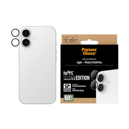 Bakre kamera beskyttelsesfilm PanzerGlass Hoops for Apple iPhone 17 / 16 Plus / 16, Herdet glass, Gjennomsiktig