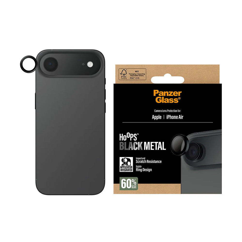 Bakre kamera beskyttelsesfilm PanzerGlass Hoops for Apple iPhone 17 Air, Herdet glass, Svart