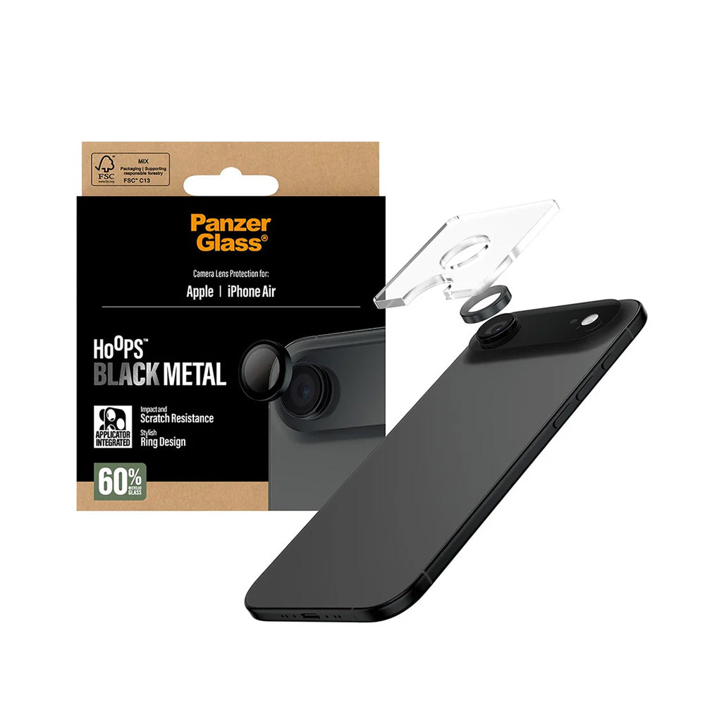 Bakre kamera beskyttelsesfilm PanzerGlass Hoops for Apple iPhone 17 Air, Herdet glass, Svart