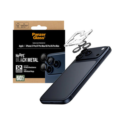 Bakre kamera beskyttelsesfilm PanzerGlass Hoops for Apple iPhone 17 Pro Max / 17 Pro / 16 Pro Max / 16 Pro, Herdet glass, Svart