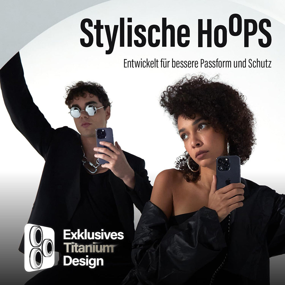 Bakre kamera beskyttelsesfilm PanzerGlass Hoops for Apple iPhone 17 Pro Max / 17 Pro / 16 Pro Max / 16 Pro, Herdet glass, Svart