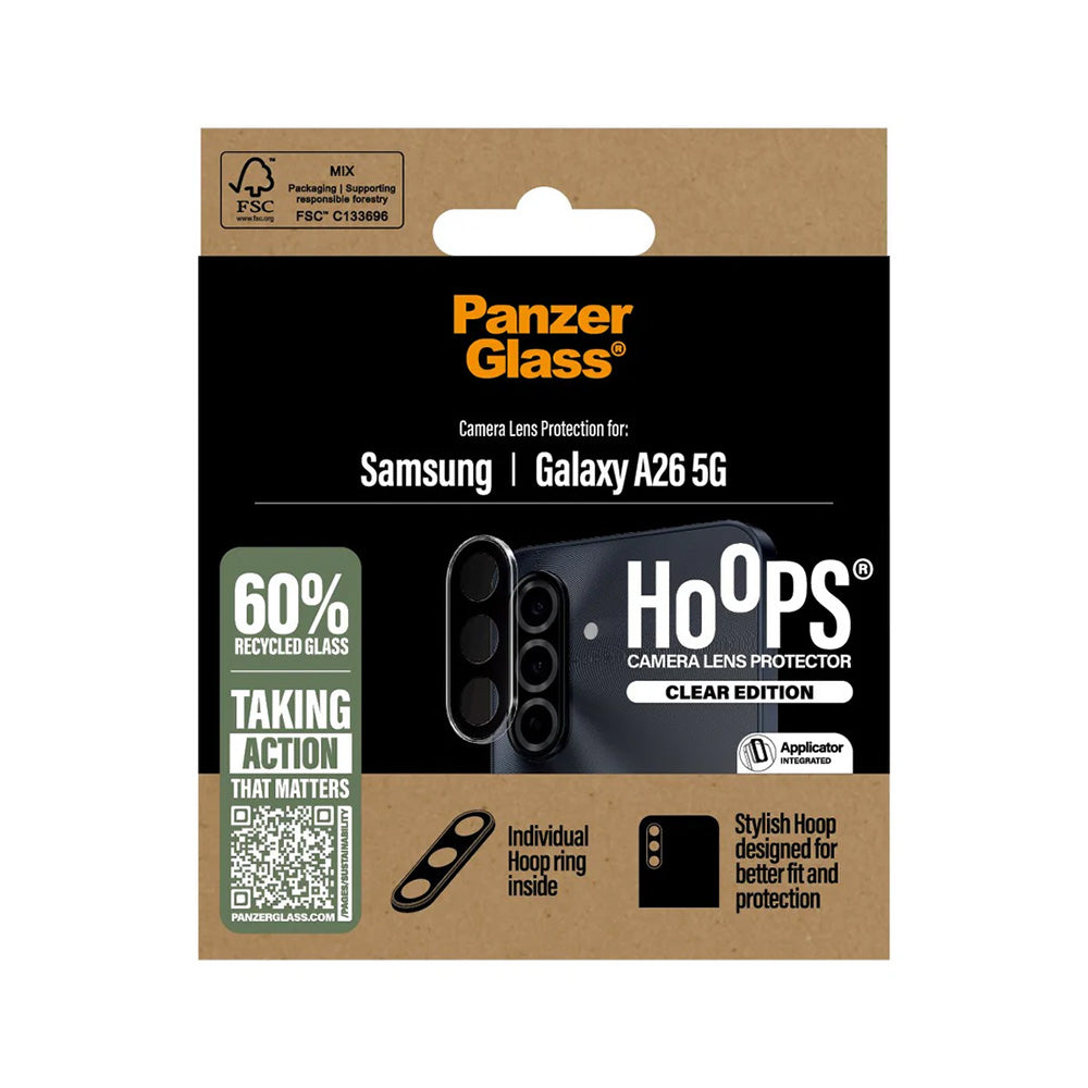 Beskyttelsesfolie for bakre kamera PanzerGlass Hoops for Samsung Galaxy A26 A266, Herdet glass, Gjennomsiktig