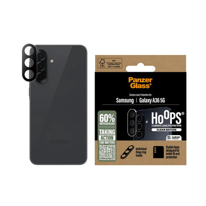 Beskyttelsesfolie for bakre kamera PanzerGlass Hoops for Samsung Galaxy A36 A366, Herdet glass, Gjennomsiktig