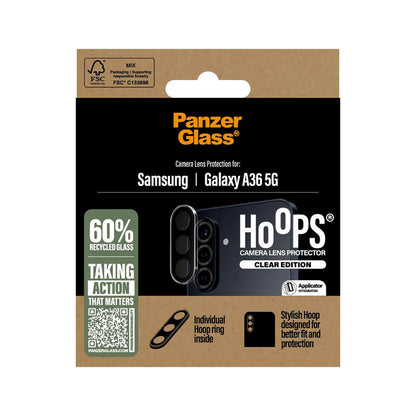 Beskyttelsesfolie for bakre kamera PanzerGlass Hoops for Samsung Galaxy A36 A366, Herdet glass, Gjennomsiktig