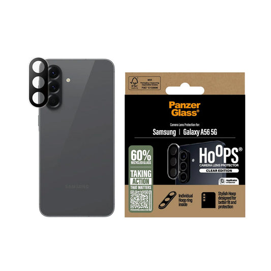 Beskyttelsesfolie for bakre kamera PanzerGlass Hoops for Samsung Galaxy A56 A566, Herdet glass, Gjennomsiktig