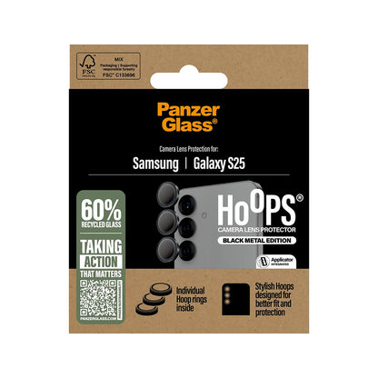 Beskyttelsesfolie for bakre kamera PanzerGlass Hoops for Samsung Galaxy S25 S931, Herdet glass, Svart