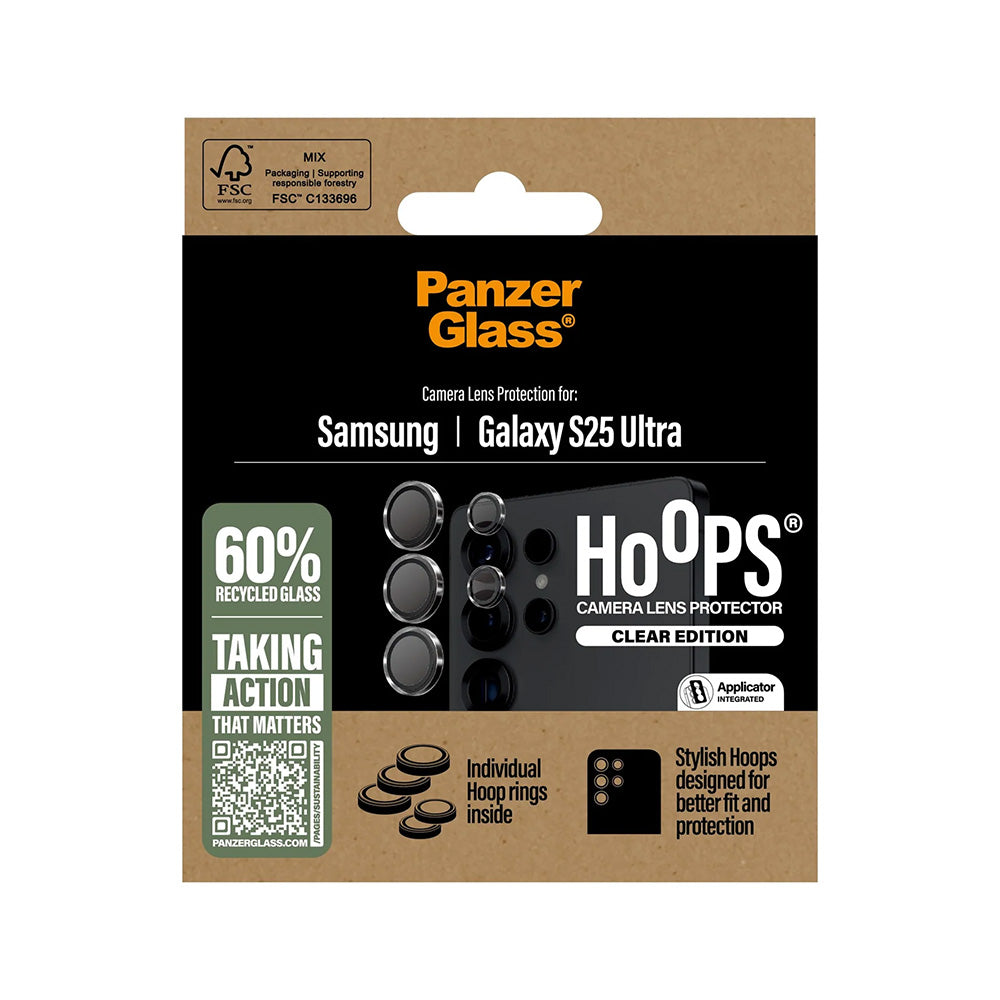 Beskyttelsesfolie for bakre kamera PanzerGlass Hoops for Samsung Galaxy S25 Ultra S938, Herdet glass, Gjennomsiktig