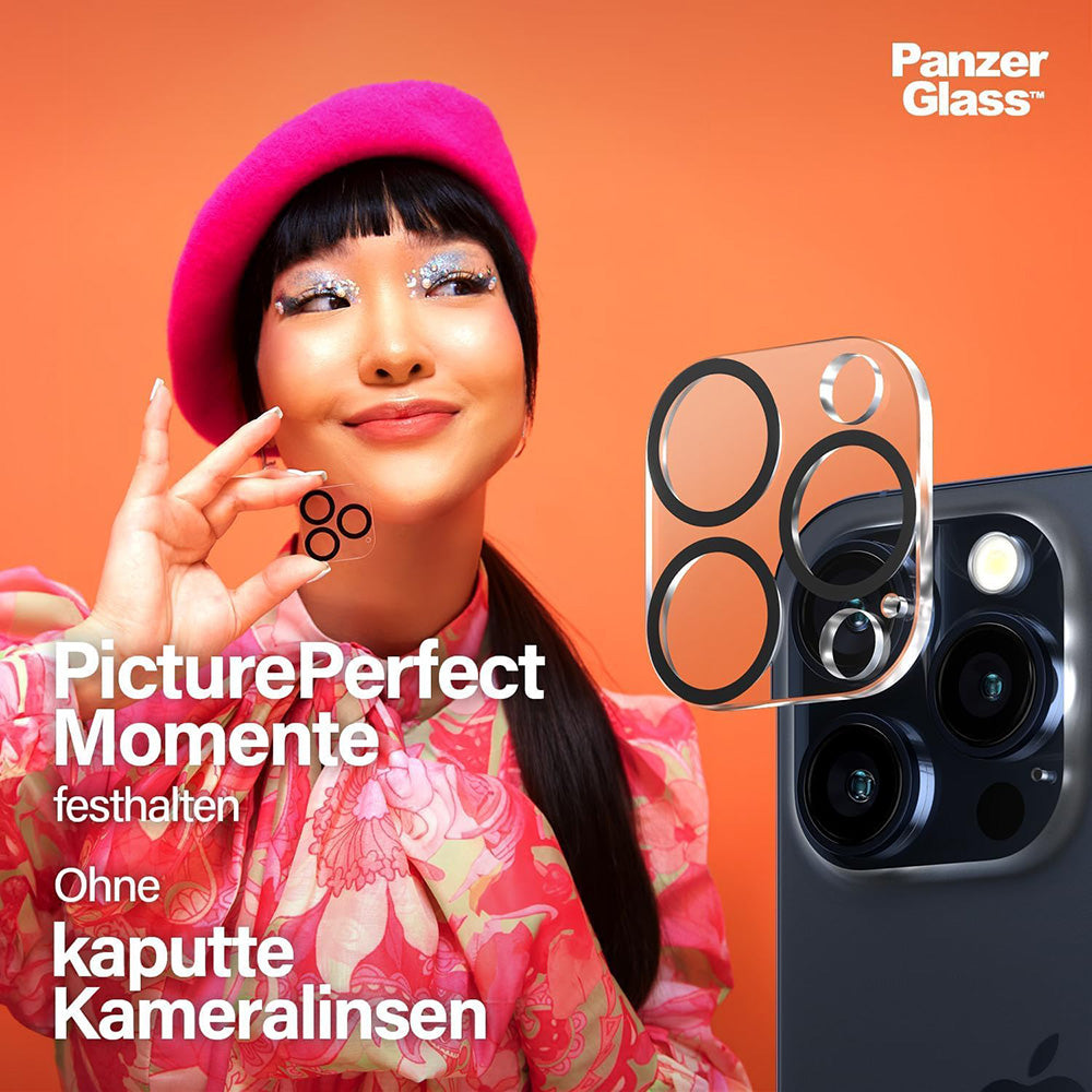 Beskyttelsesfolie for bakre kamera PanzerGlass PicturePerfect for Apple iPhone 16 Pro Max / 16 Pro, Herdet glass, Gjennomsiktig