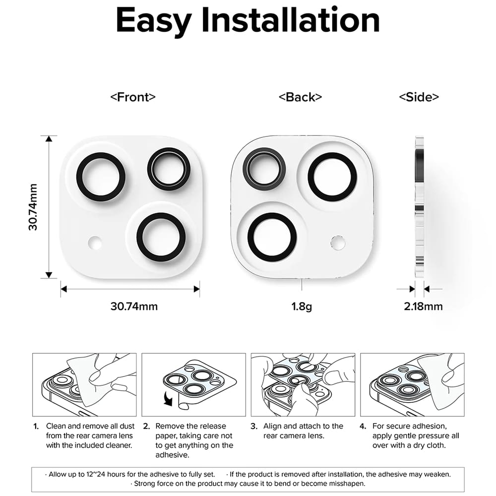 Beskyttelsesfolie for bakre kamera Ringke for Apple iPhone 15 Plus / 15, Herdet glass, Sett med 2 stykker, Gjennomsiktig