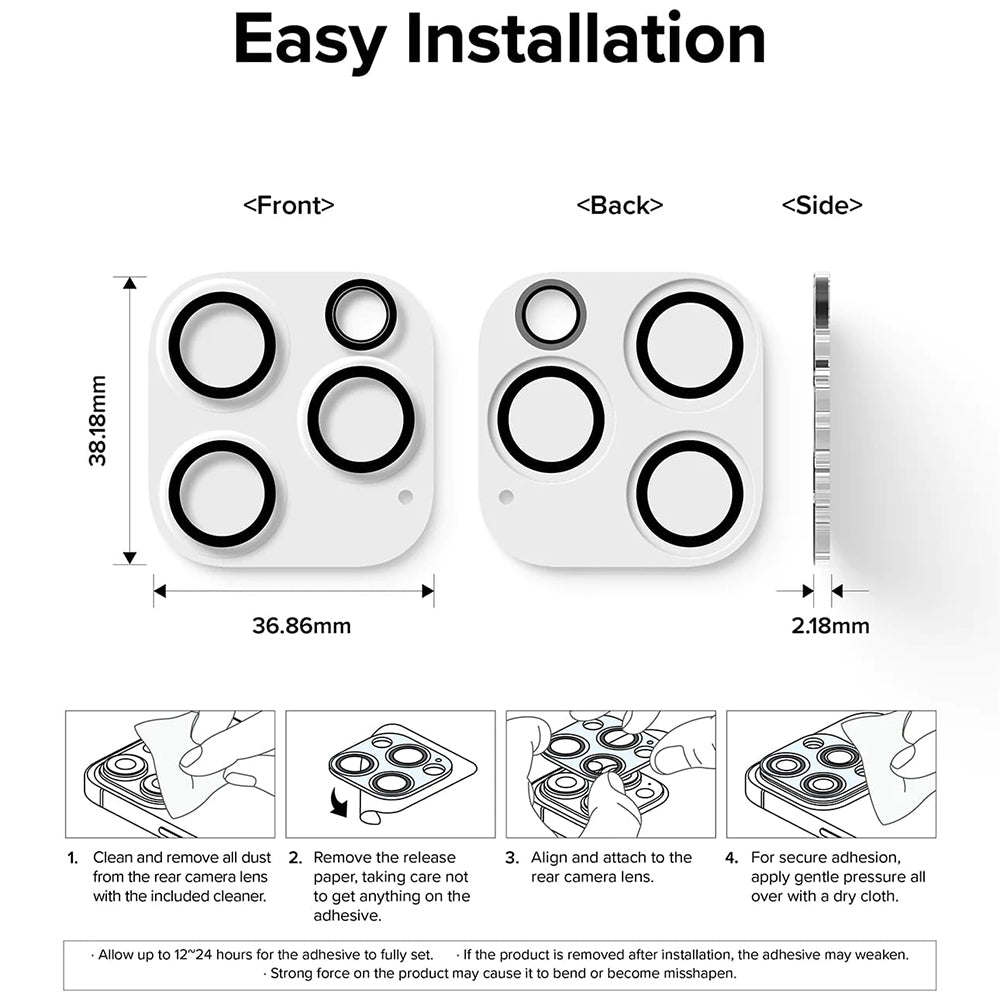Beskyttelsesfolie for bakre kamera Ringke for Apple iPhone 15 Pro Max, Herdet glass, Sett med 2 stykker, Gjennomsiktig