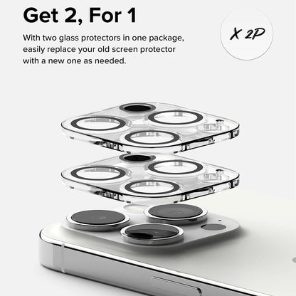 Ringke bakkamera beskyttelsesfilm for Apple iPhone 15 Pro, herdet glass, sett med 2 stk, gjennomsiktig