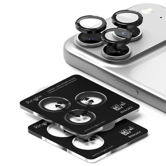 Beskyttelsesfilm for bakre kamera Ringke for Apple iPhone 17 Pro Max / 17 Pro, Herdet glass, Svart