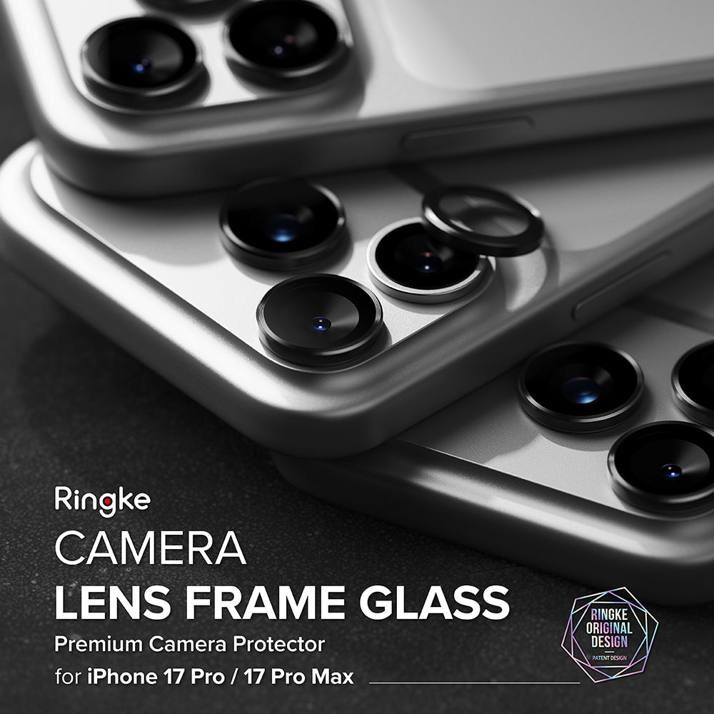 Beskyttelsesfilm for bakre kamera Ringke for Apple iPhone 17 Pro Max / 17 Pro, Herdet glass, Svart