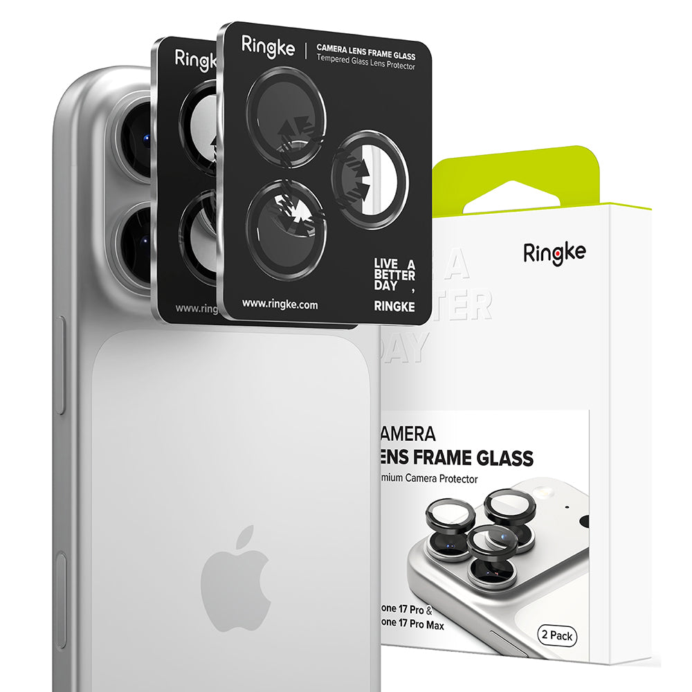 Beskyttelsesfilm for bakre kamera Ringke for Apple iPhone 17 Pro Max / 17 Pro, Herdet glass, Svart