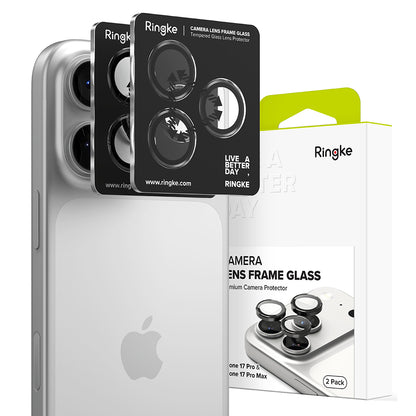 Beskyttelsesfilm for bakre kamera Ringke for Apple iPhone 17 Pro Max / 17 Pro, Herdet glass, Svart