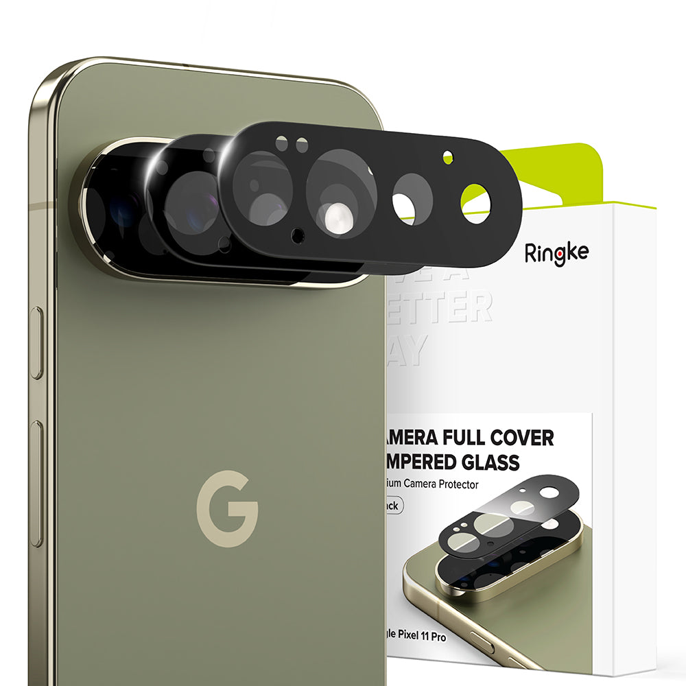 Ringke bakkamera beskyttelsesfilm for Google Pixel 11 Pro, herdet glass, sett med 2 stk, svart