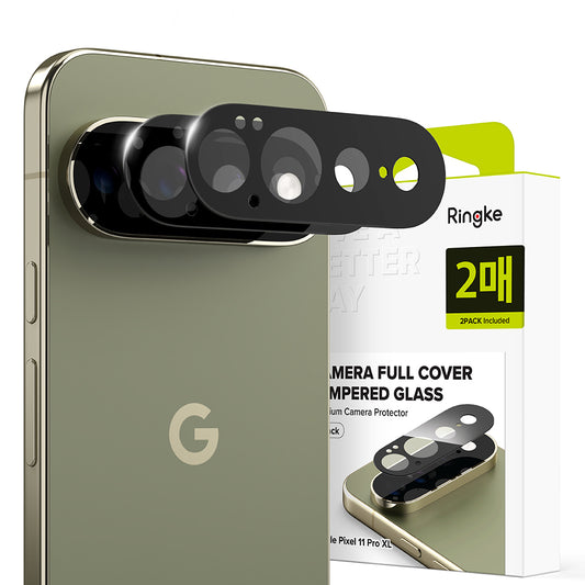 Ringke bakkamera beskyttelsesfilm for Google Pixel 11 Pro XL, herdet glass, sett med 2 stk, svart