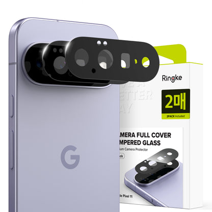 Ringke bakkamera beskyttelsesfilm for Google Pixel 11, herdet glass, sett med 2 stk, svart